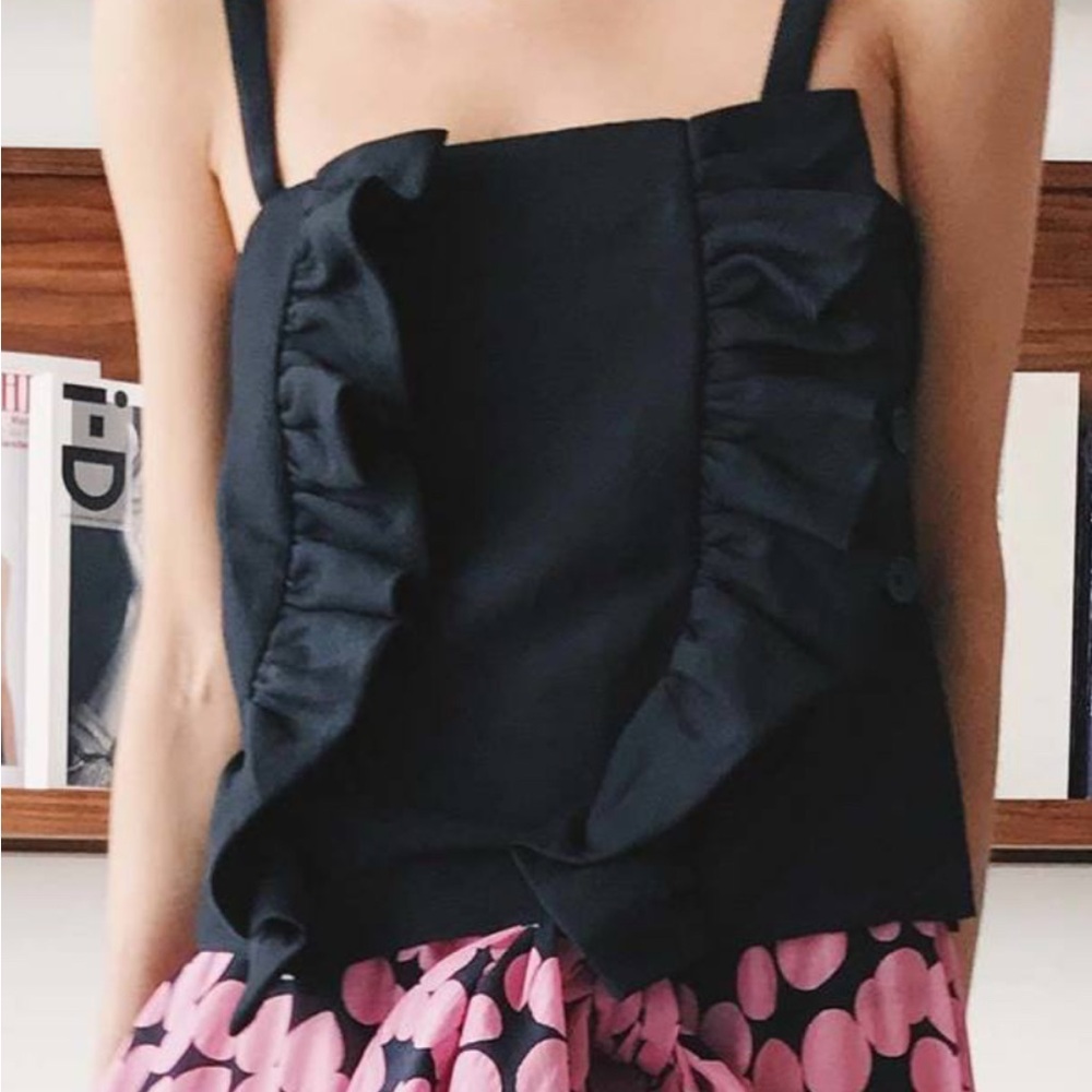 Elegant Black Ruffled Tank Top
